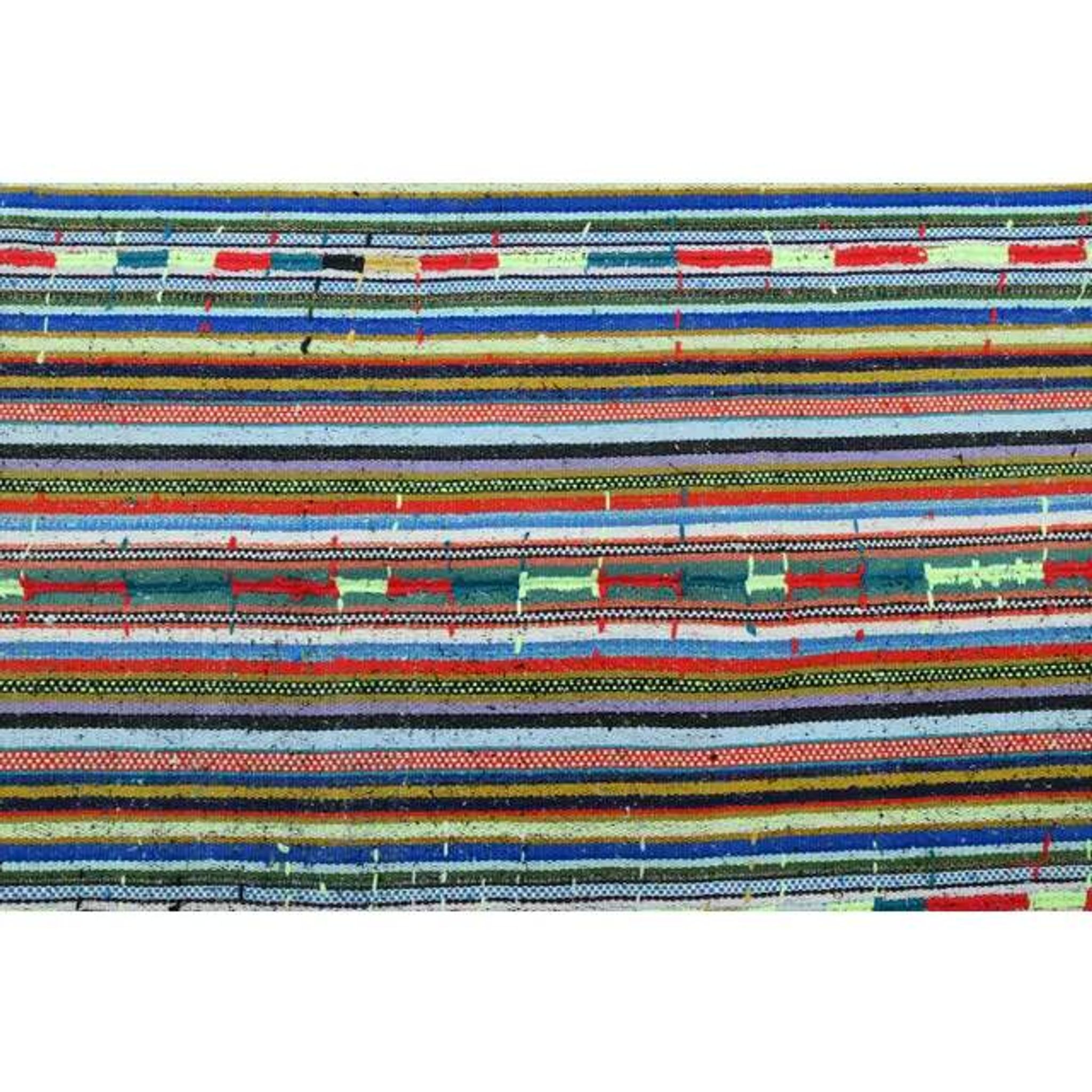 1970s Vintage Turkish Oushak Handmade Wool Cotton Blue Runner Rug 163x306