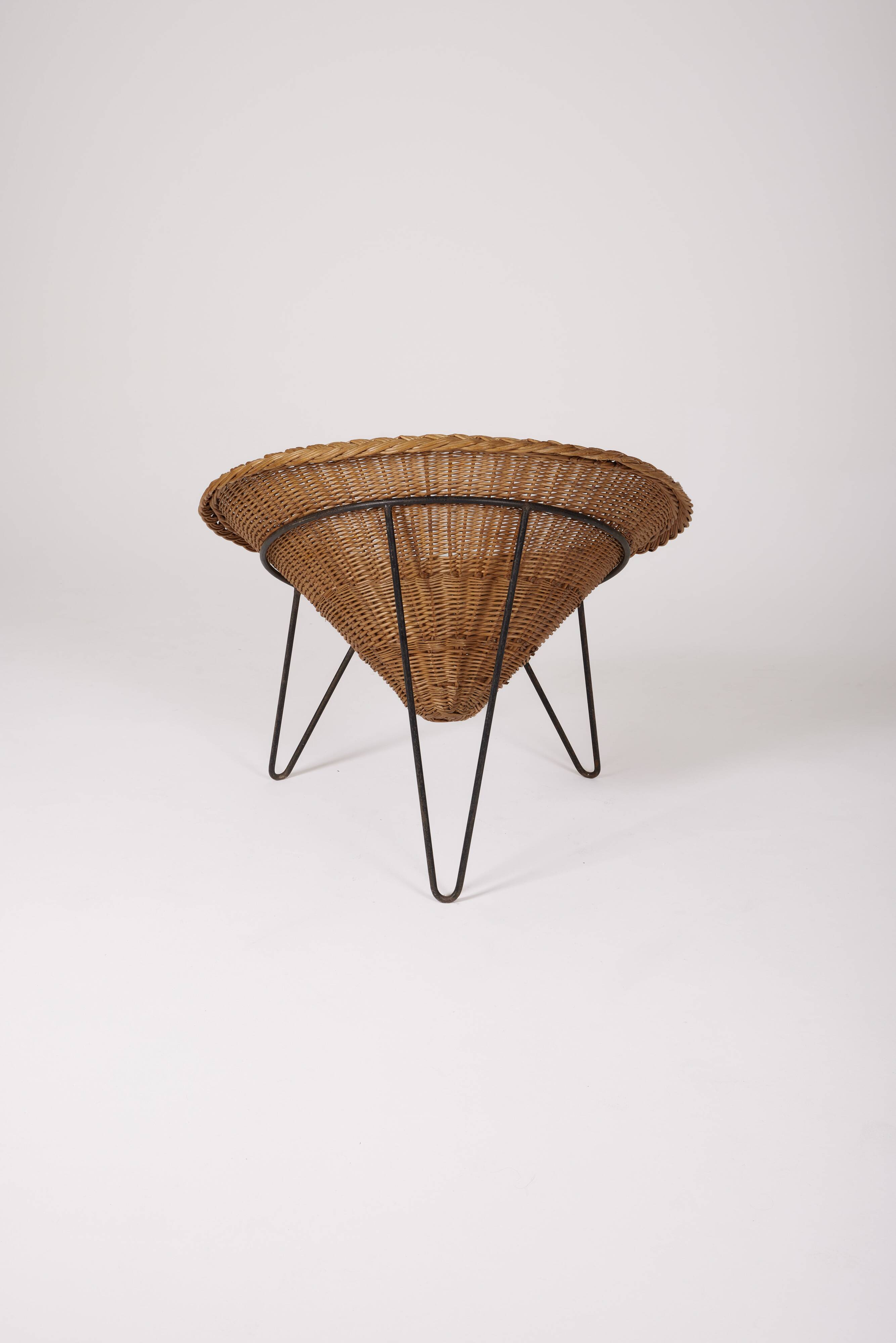 Rattan basket armchair, 1970s