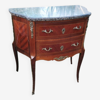 Commode ancienne marqueterie style louis xvi plateau marbre