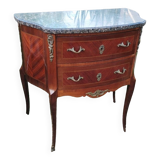 Commode ancienne marqueterie style louis xvi plateau marbre