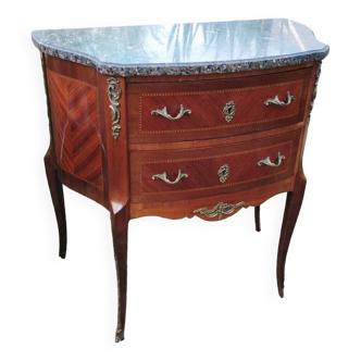 Commode ancienne marqueterie style louis xvi plateau marbre