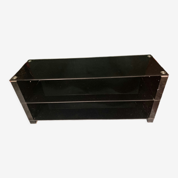 Low cabinet 1 shelf in black tempered verŕe for tv or other