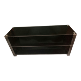 Low cabinet 1 shelf in black tempered glass for TV or other