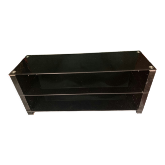 Low cabinet 1 shelf in black tempered verŕe for tv or other