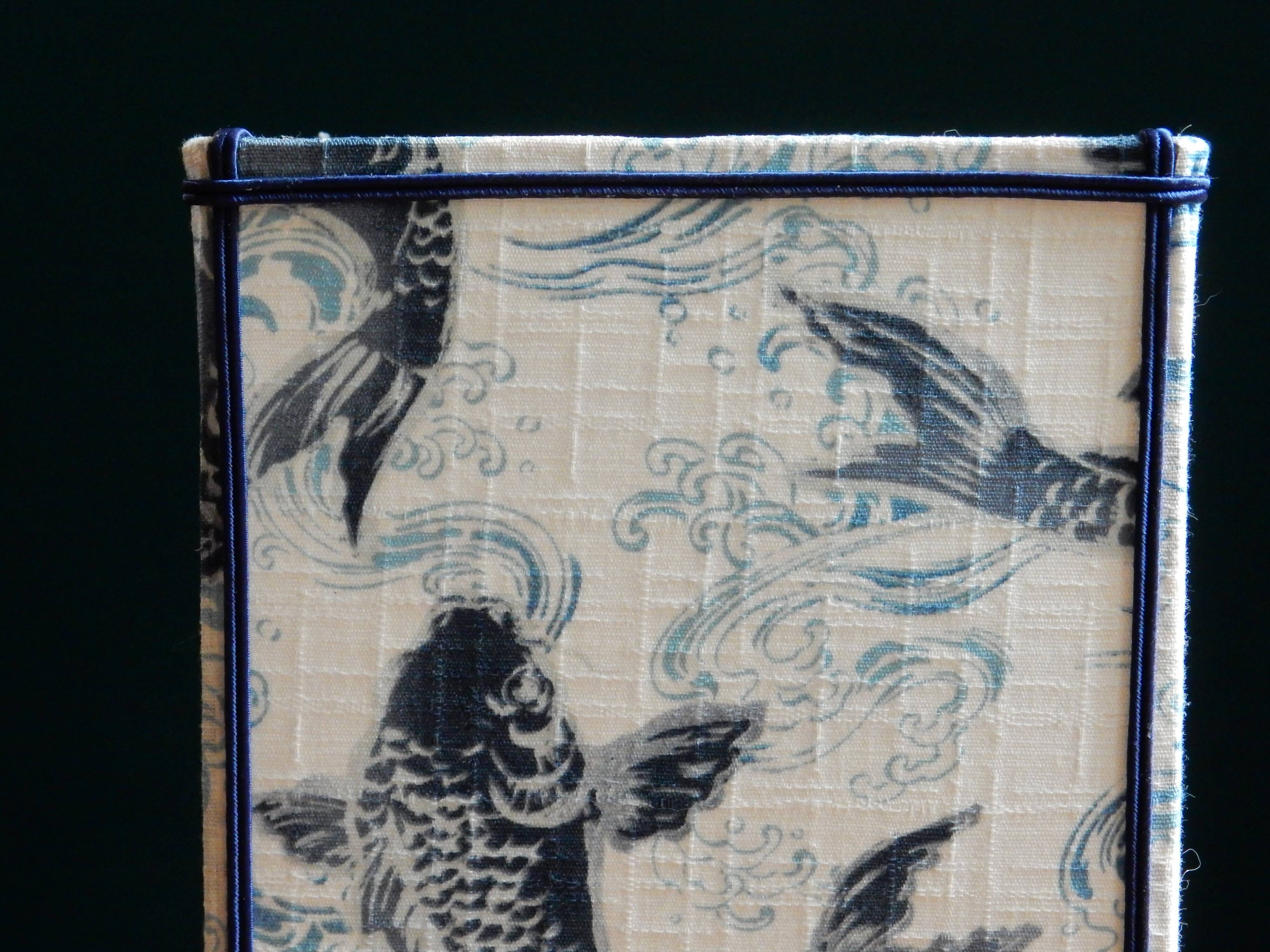Lantern lamp in vintage Japanese fabric pattern carp koi