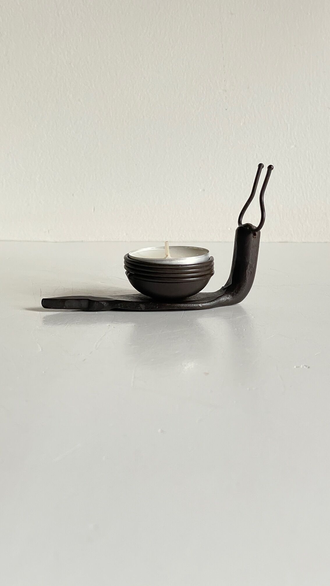 Brutalist escargot vintage candle holder