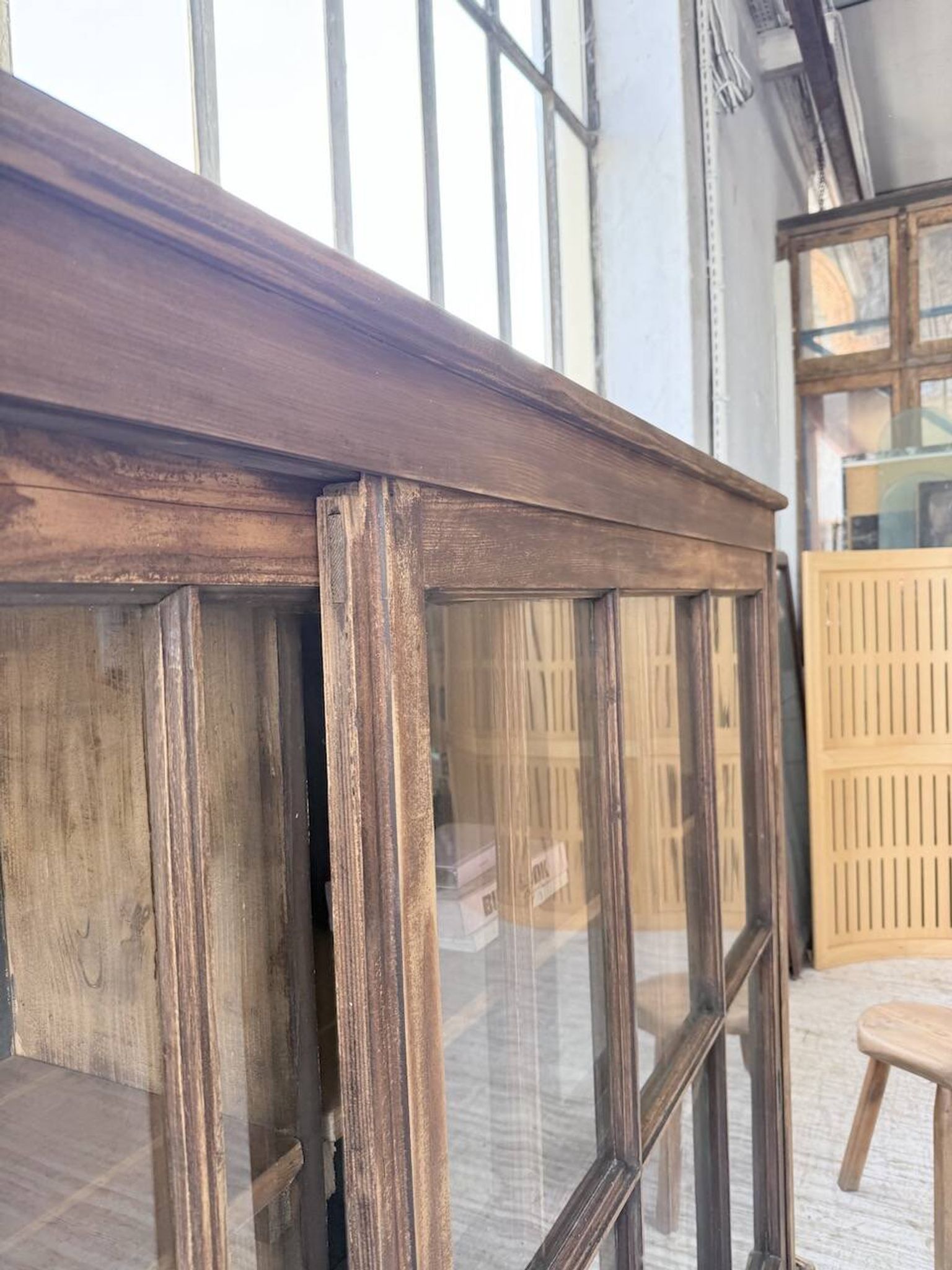XXL industrial sideboard with glass doors