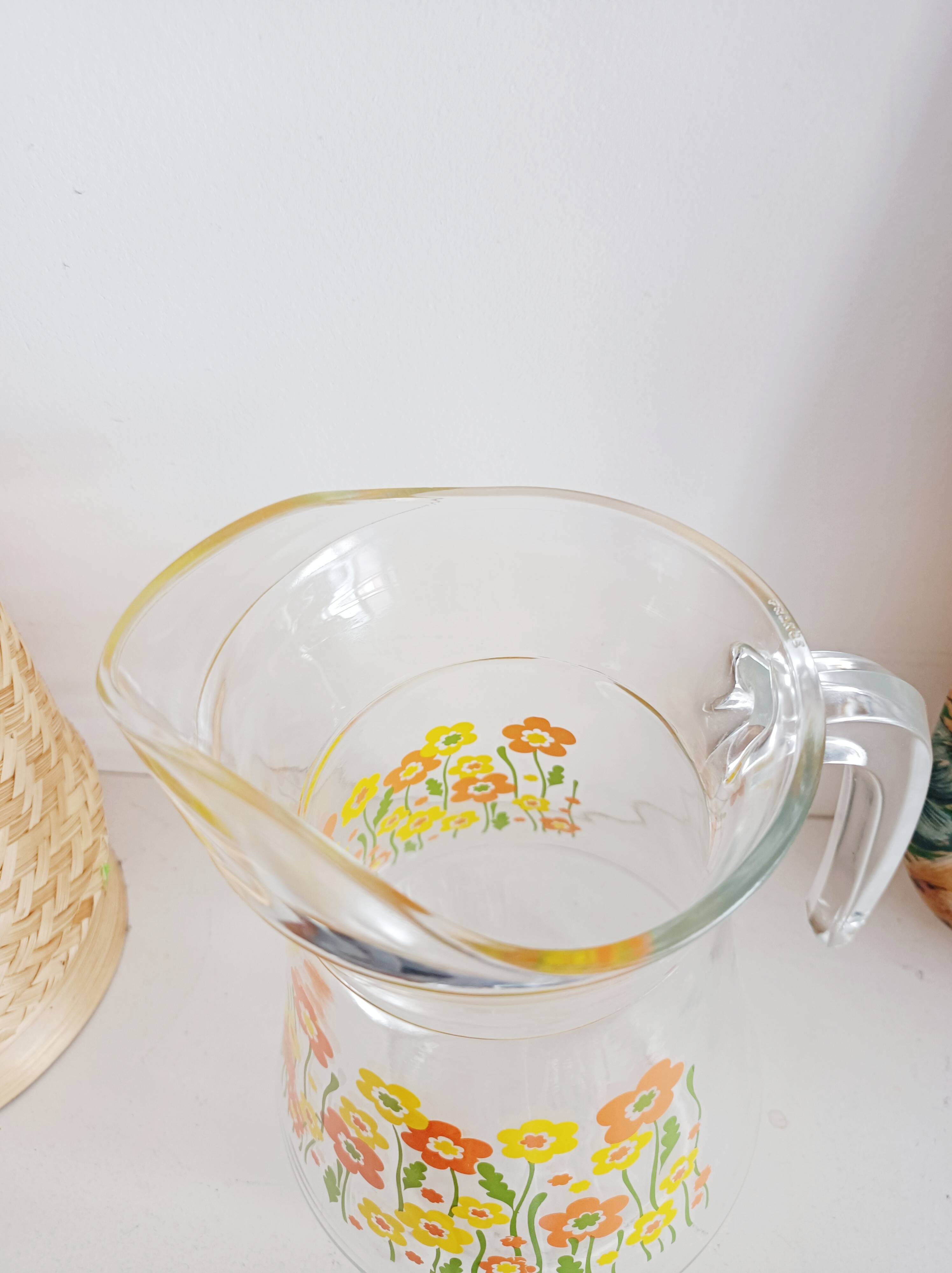 Flowery glass carafe, 1970s