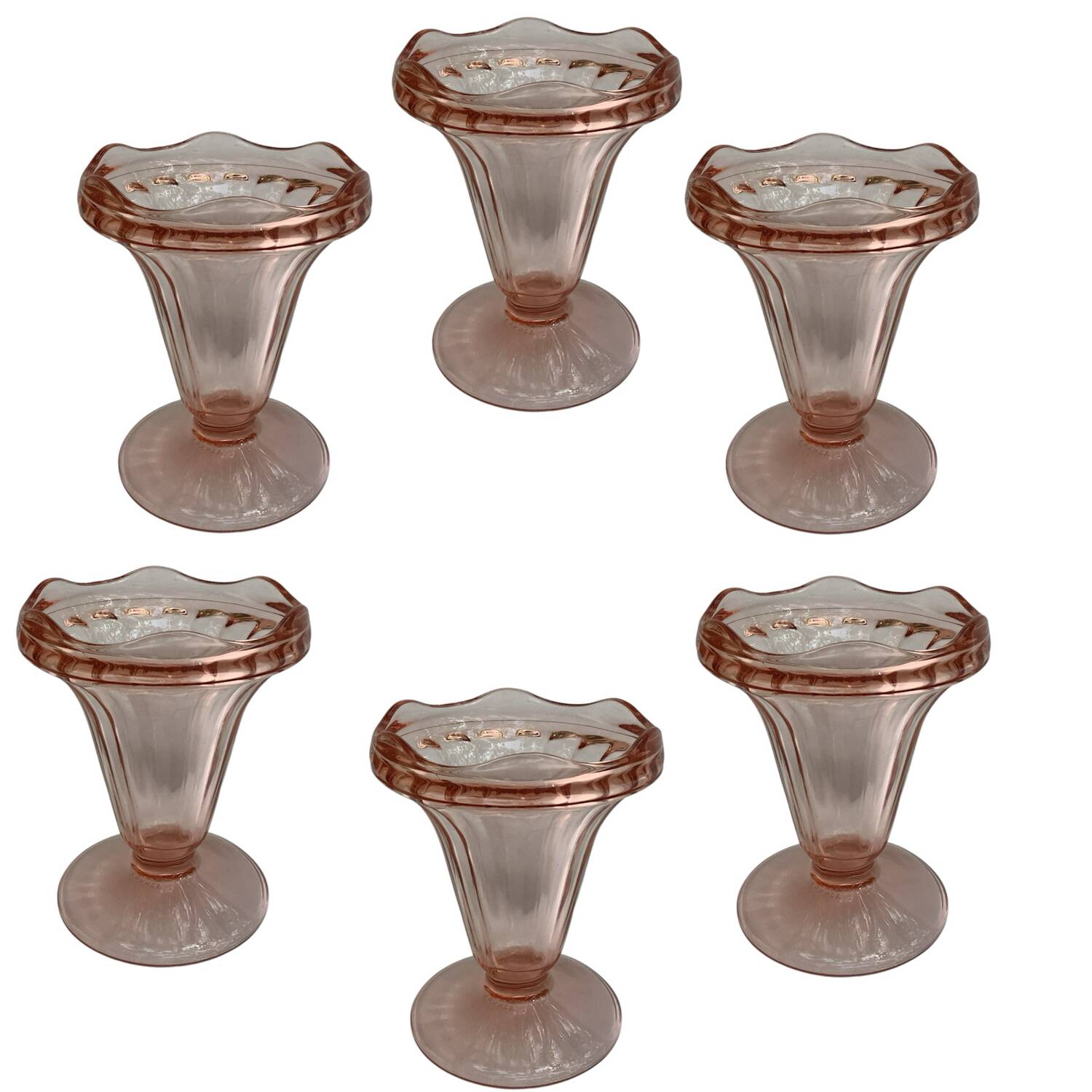 Lot de 6 coupes à glace Rosaline – Luminarc – Années 1970
