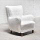 Fritz Hansen Model 1669 Lounge Chair In White Wool, Denmark 1940's