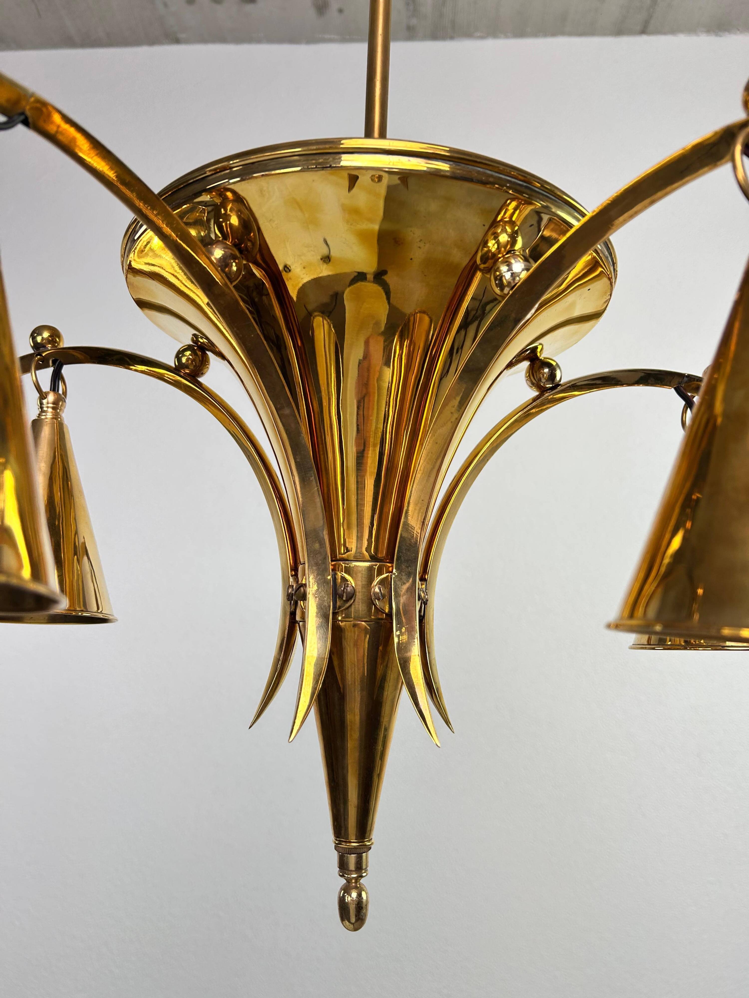 Lustre en laiton de la sécession viennoise par Dagobert Peche