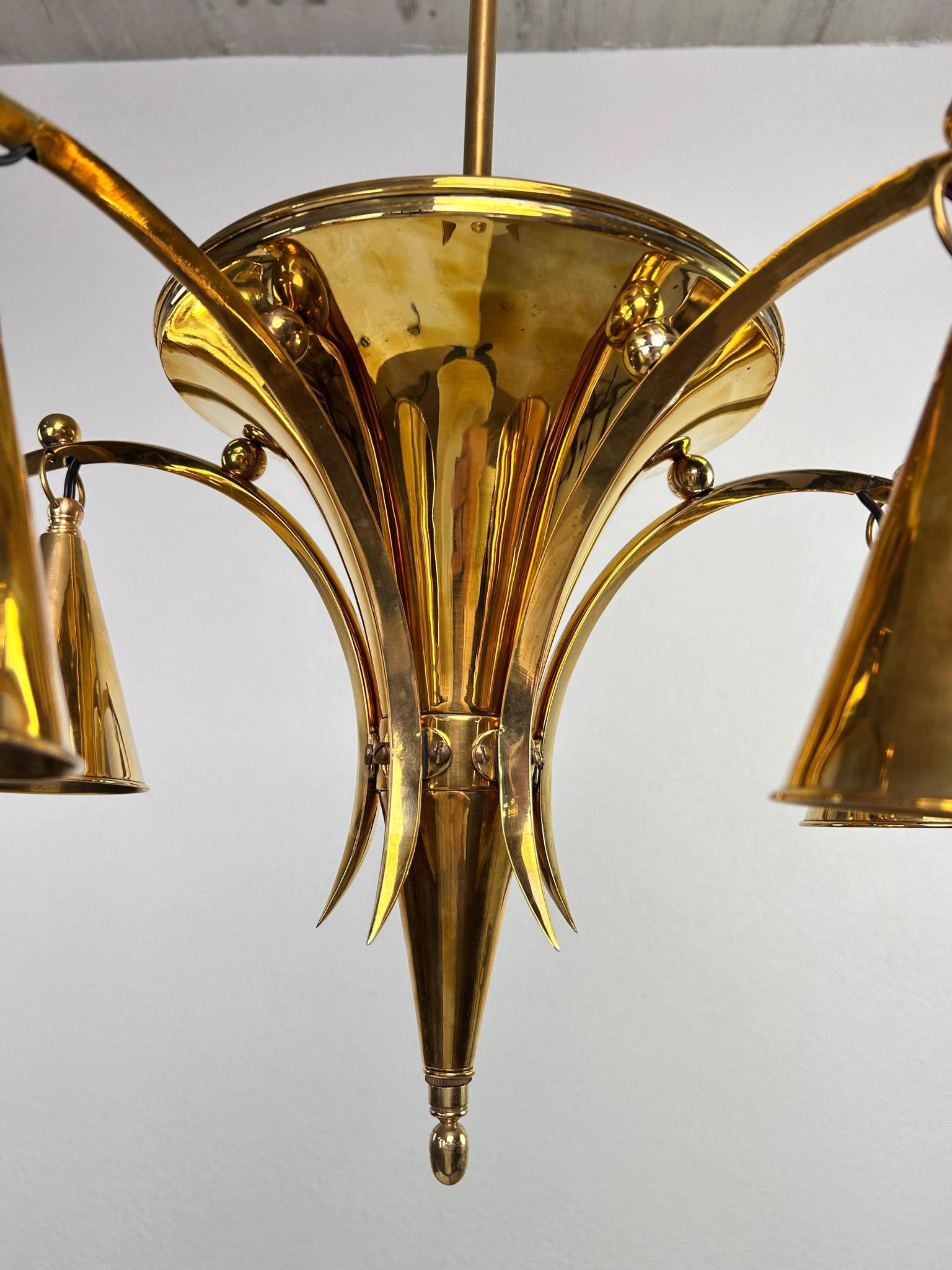 Brass chandelier from the Vienna Secession by Dagobert Peche