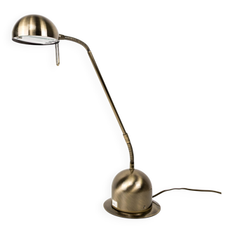 Vintage Lampe de table laiton Col de cygne Lampe de chevet Or Brossé réglable Rétro Mid Century Lamp
