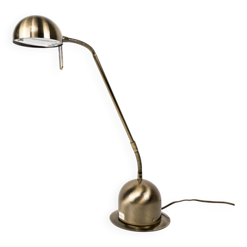 Vintage Lampe de table laiton Col de cygne Lampe de chevet Or Brossé réglable Rétro Mid Century Lamp