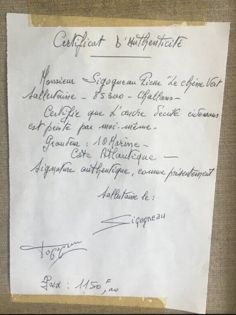 Fishing in the bay of Bourneuf en-Retz, Pornic - painting on canvas signed Sigogneau