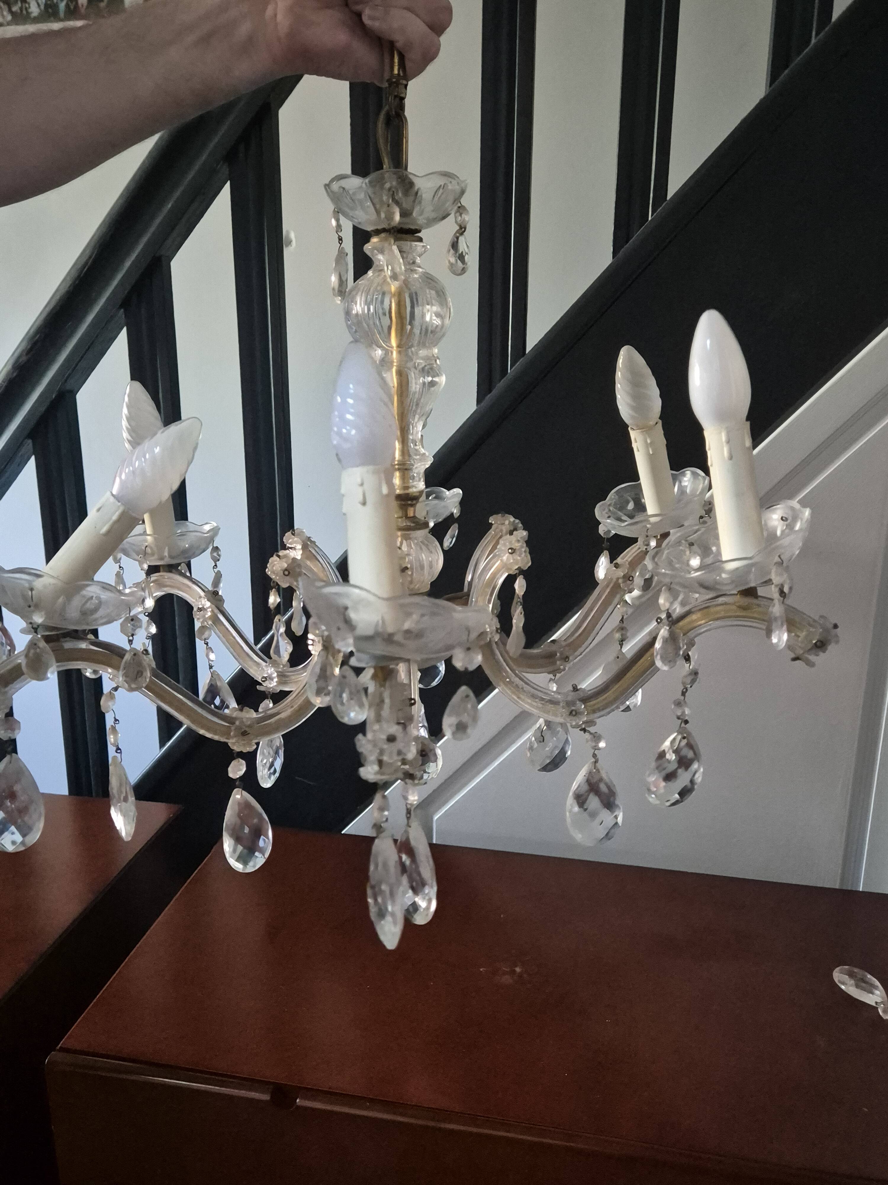 vintage 1960s glass and brass pendant chandelier with pendants