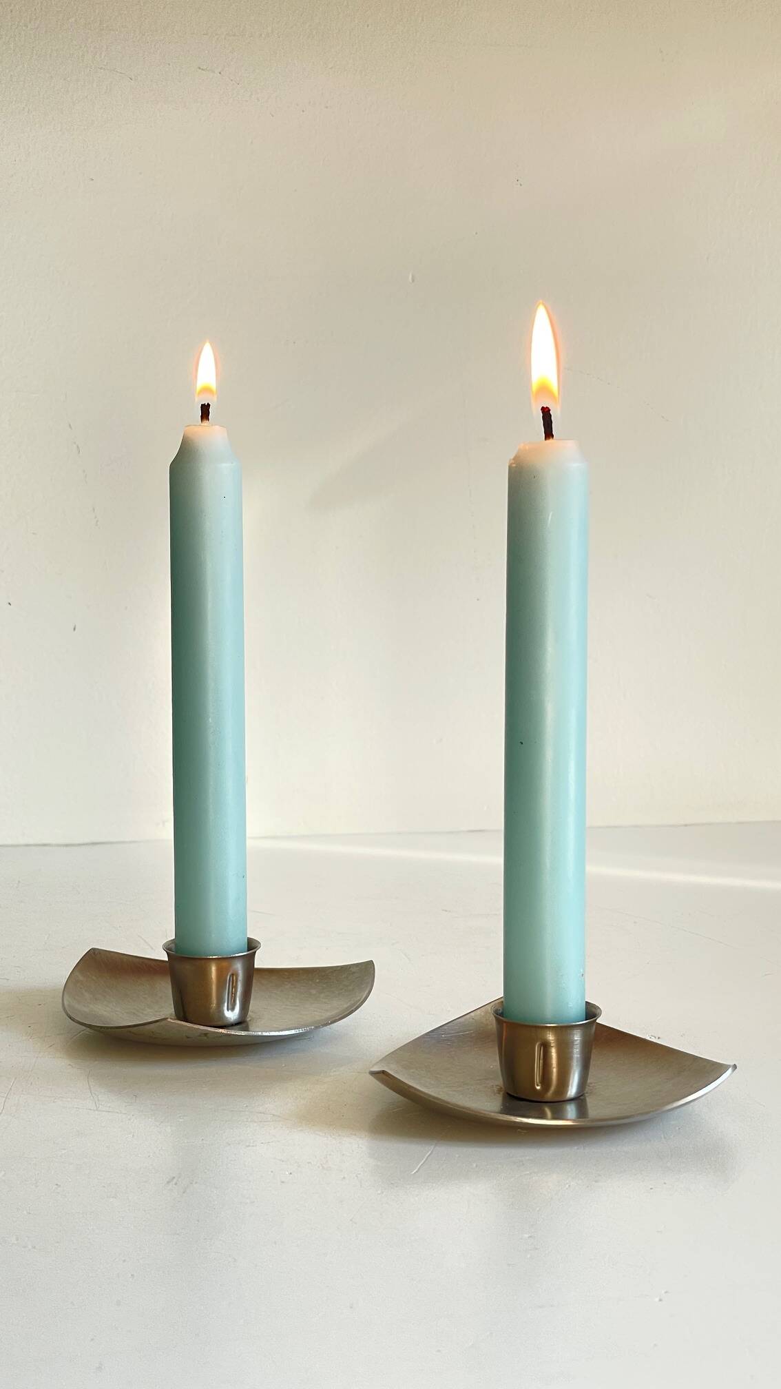 Bougeoirs géométriques métal brossé vintage
