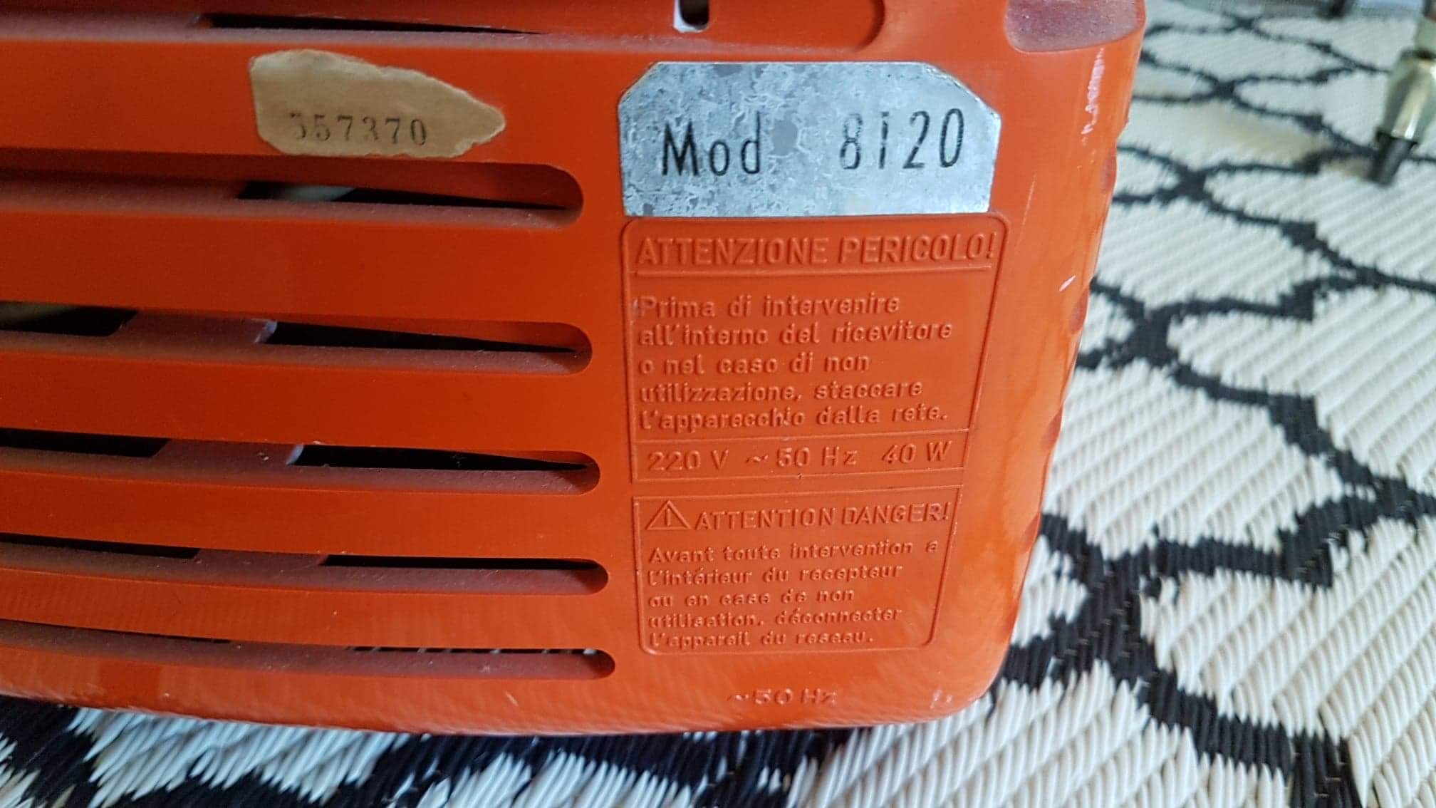 Vintage orange Prince portable TV