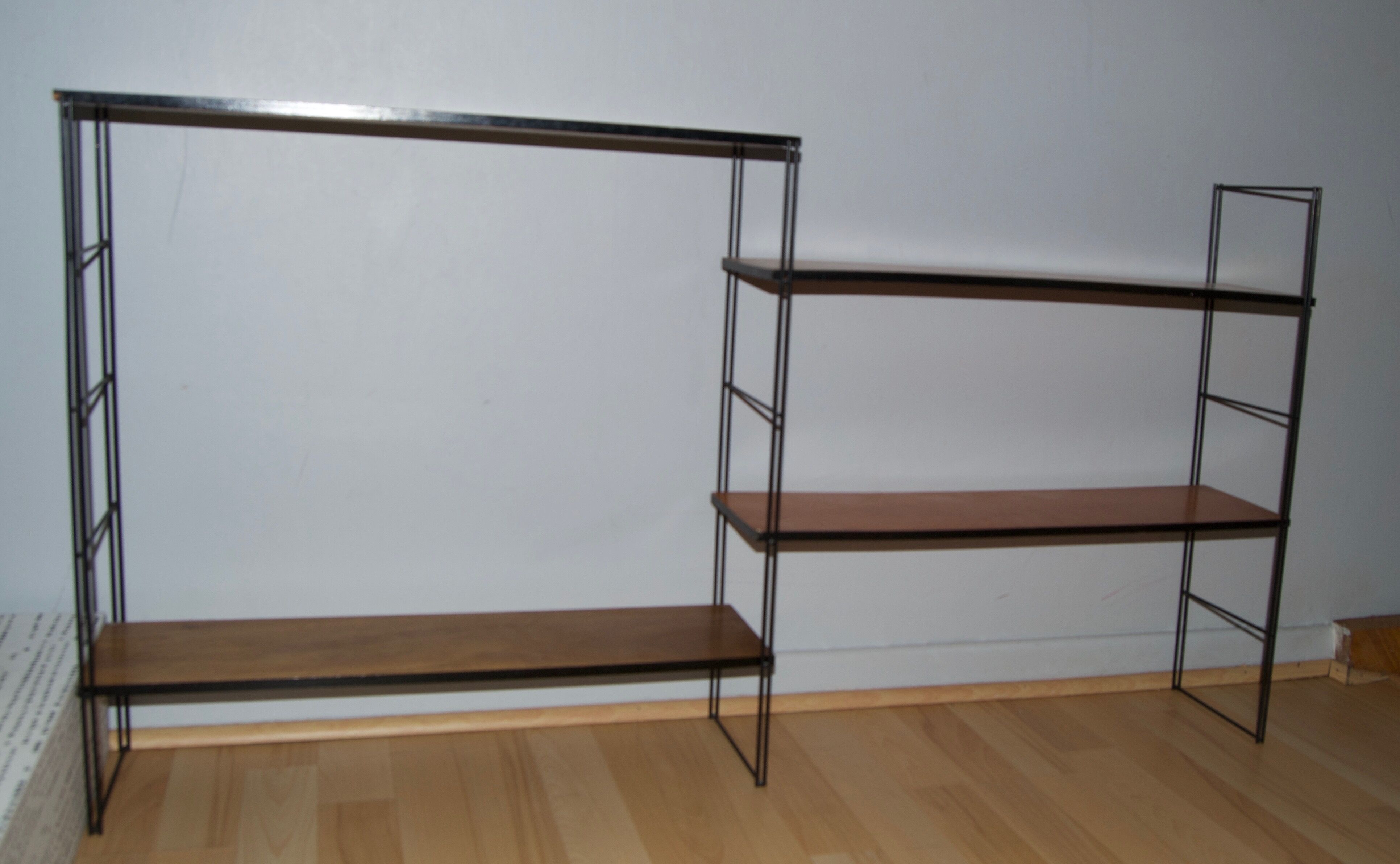 Modular metal and  wood shelves 70s