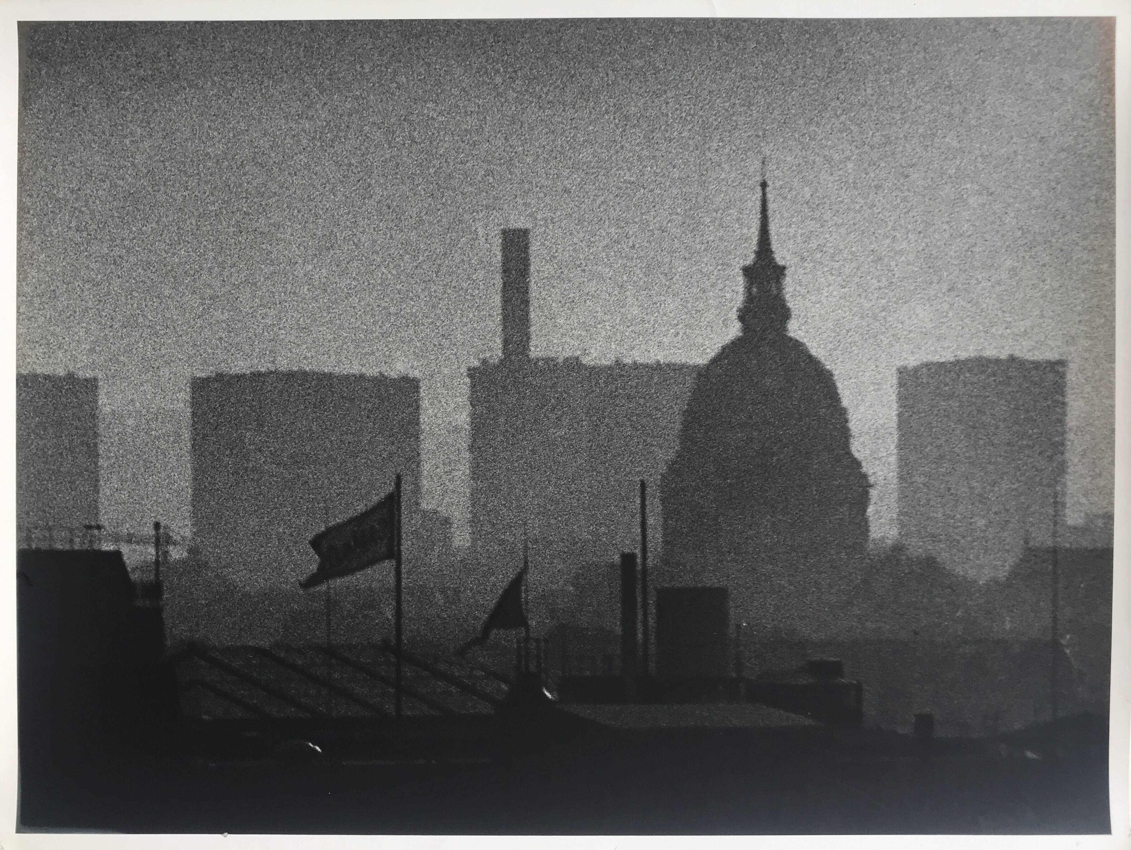 Rosine nusimovici, rooftops of paris from beaubourg, 1978. silver print