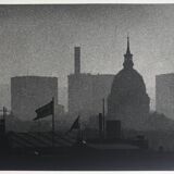 Rosine nusimovici, rooftops of paris from beaubourg, 1978. silver print