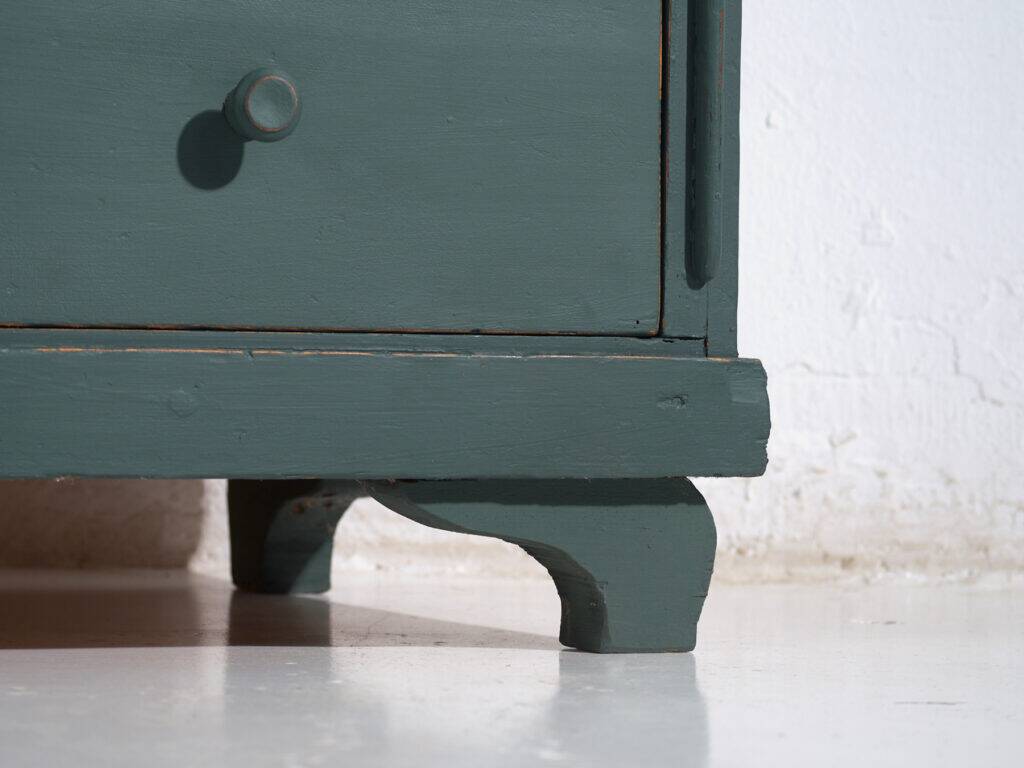 Antique painted pine chest of drawers – European rustic green chest of drawers – circa 1900