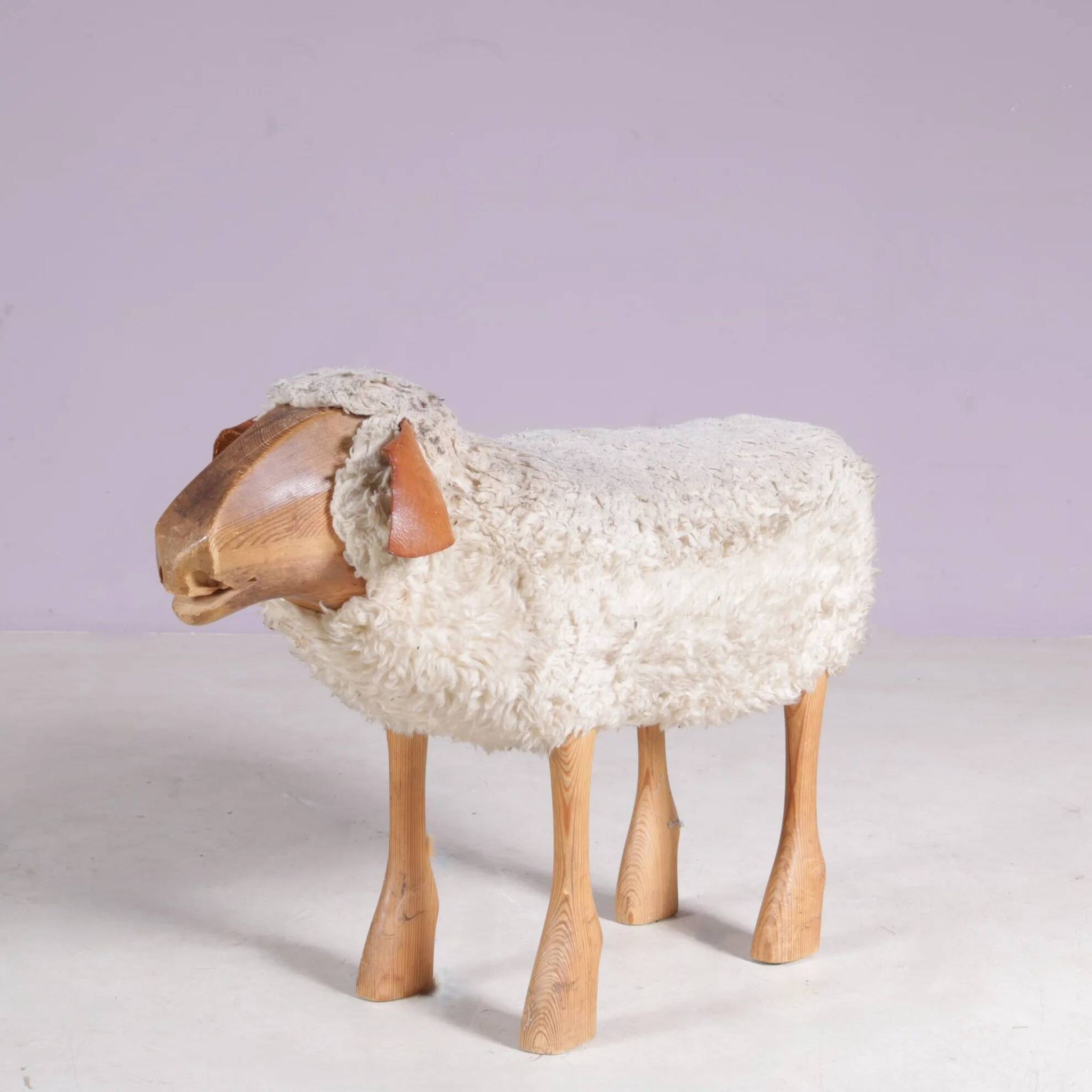 Sculpture, tabouret mouton par Peter Krafft, Allemagne années 1960