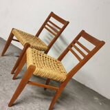 Vibo chairs in oak and rope 1950 set of 2