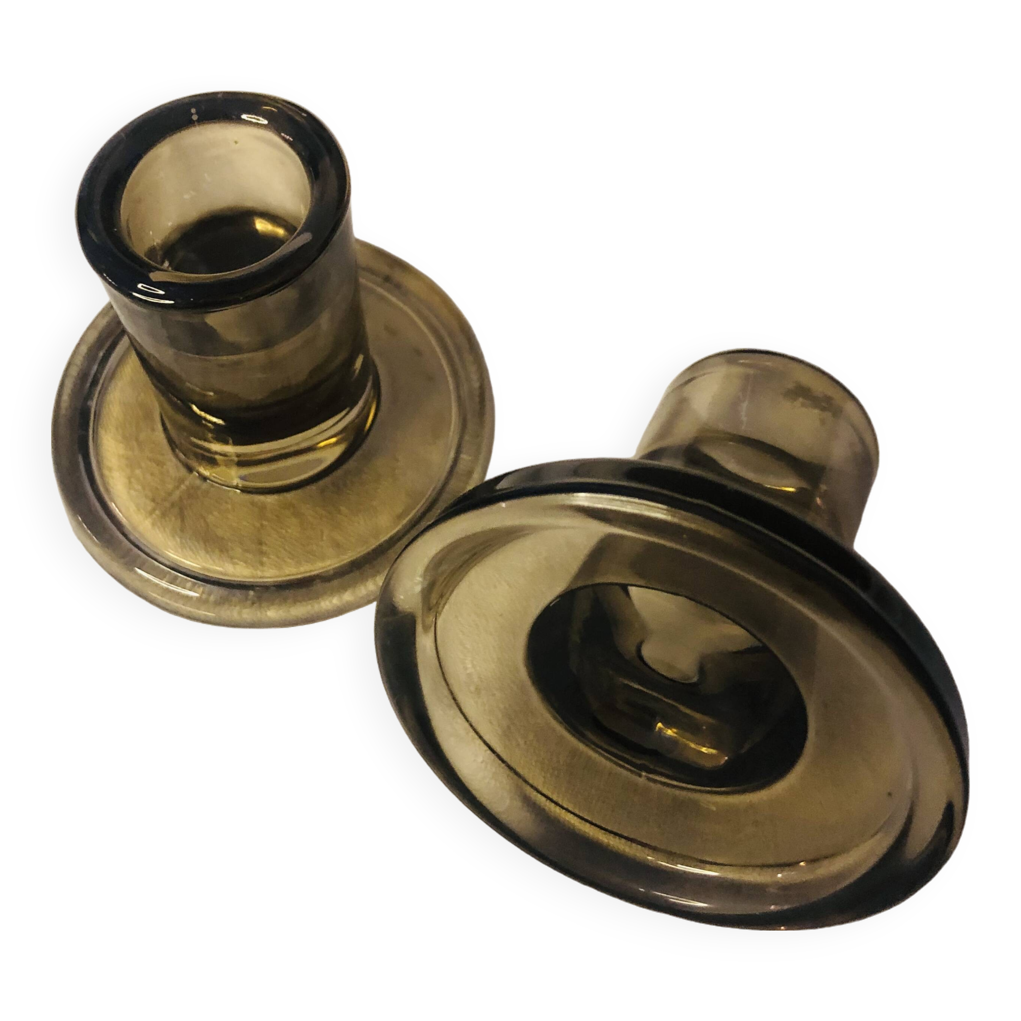 smoked glass candle holders