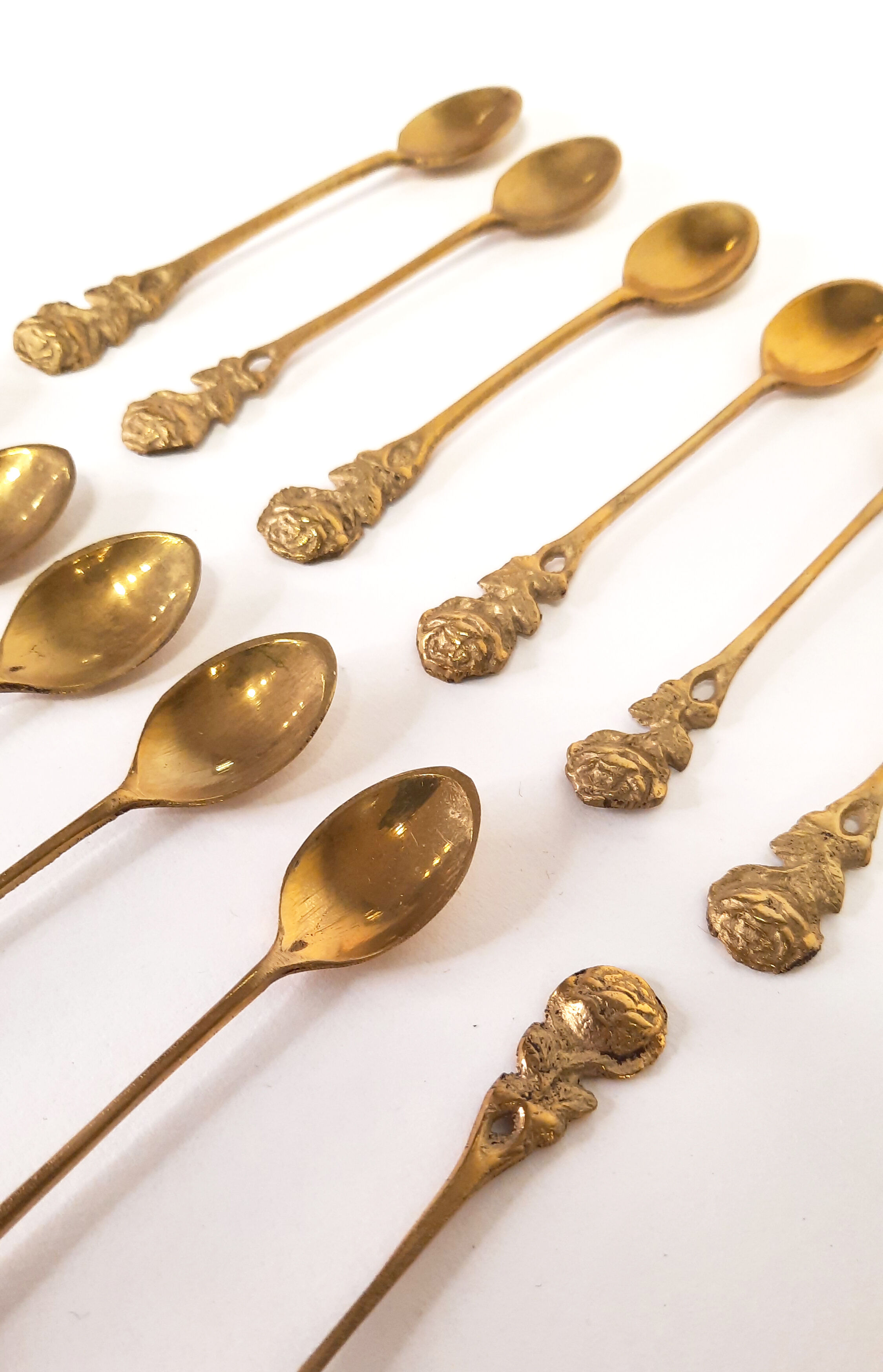 Lot small brass spoons