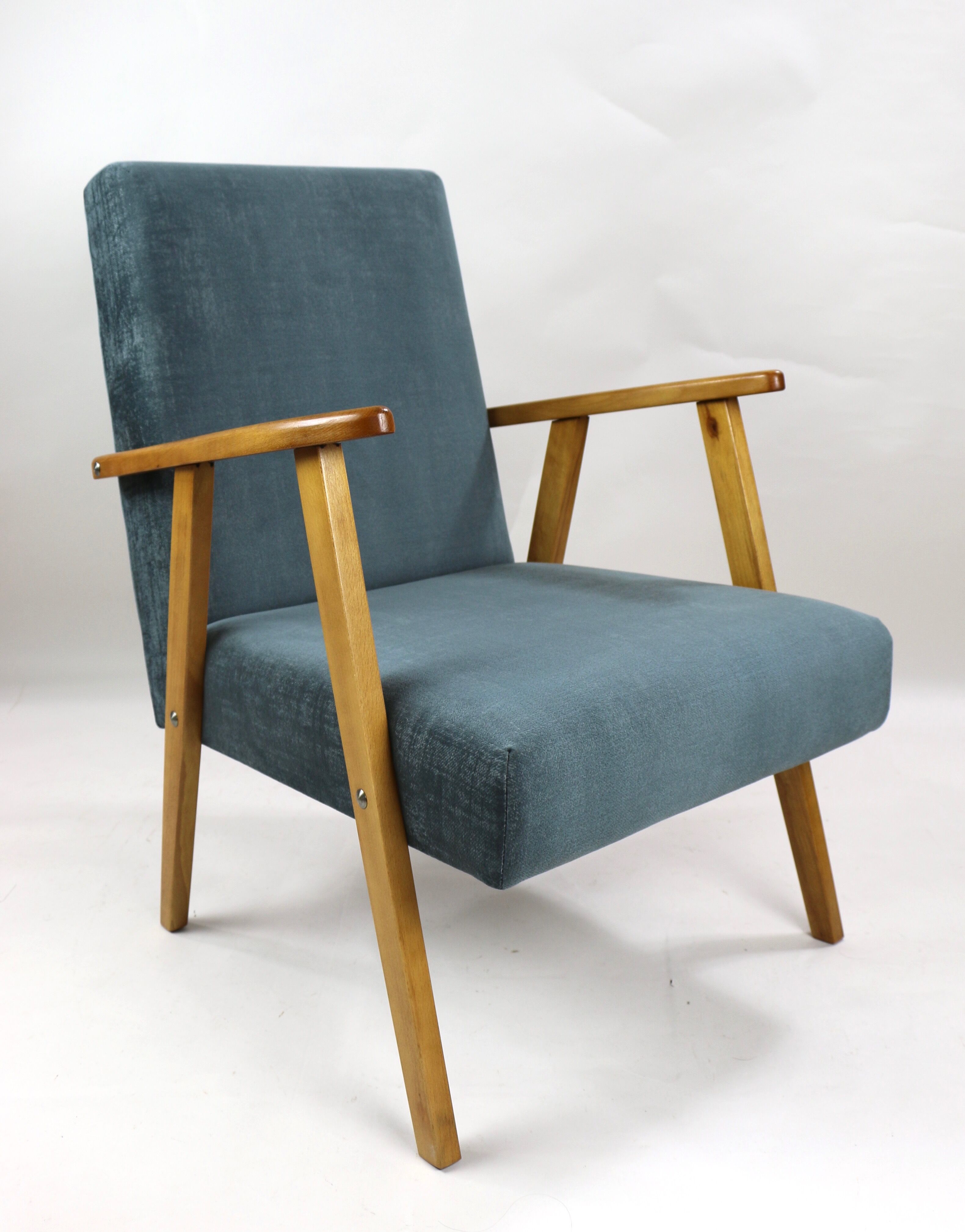 Set of 2 grey velvet armchairs, 1970s