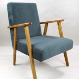 Set of 2 grey velvet armchairs, 1970s