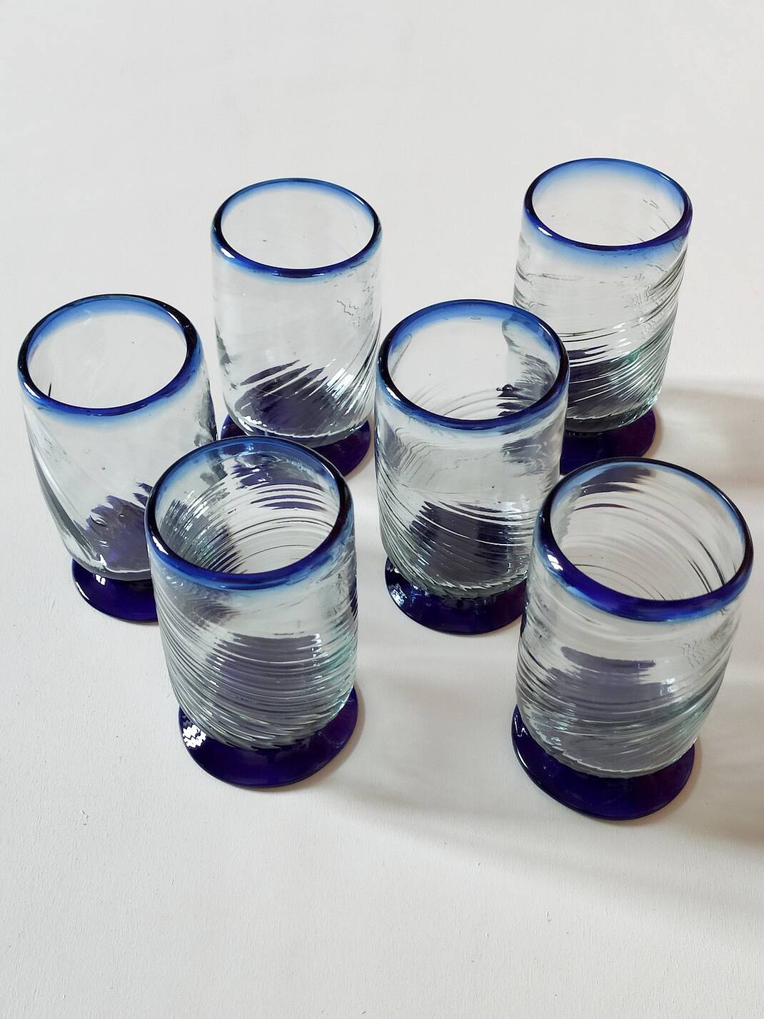 6 Mexican handicraft orangeade glasses