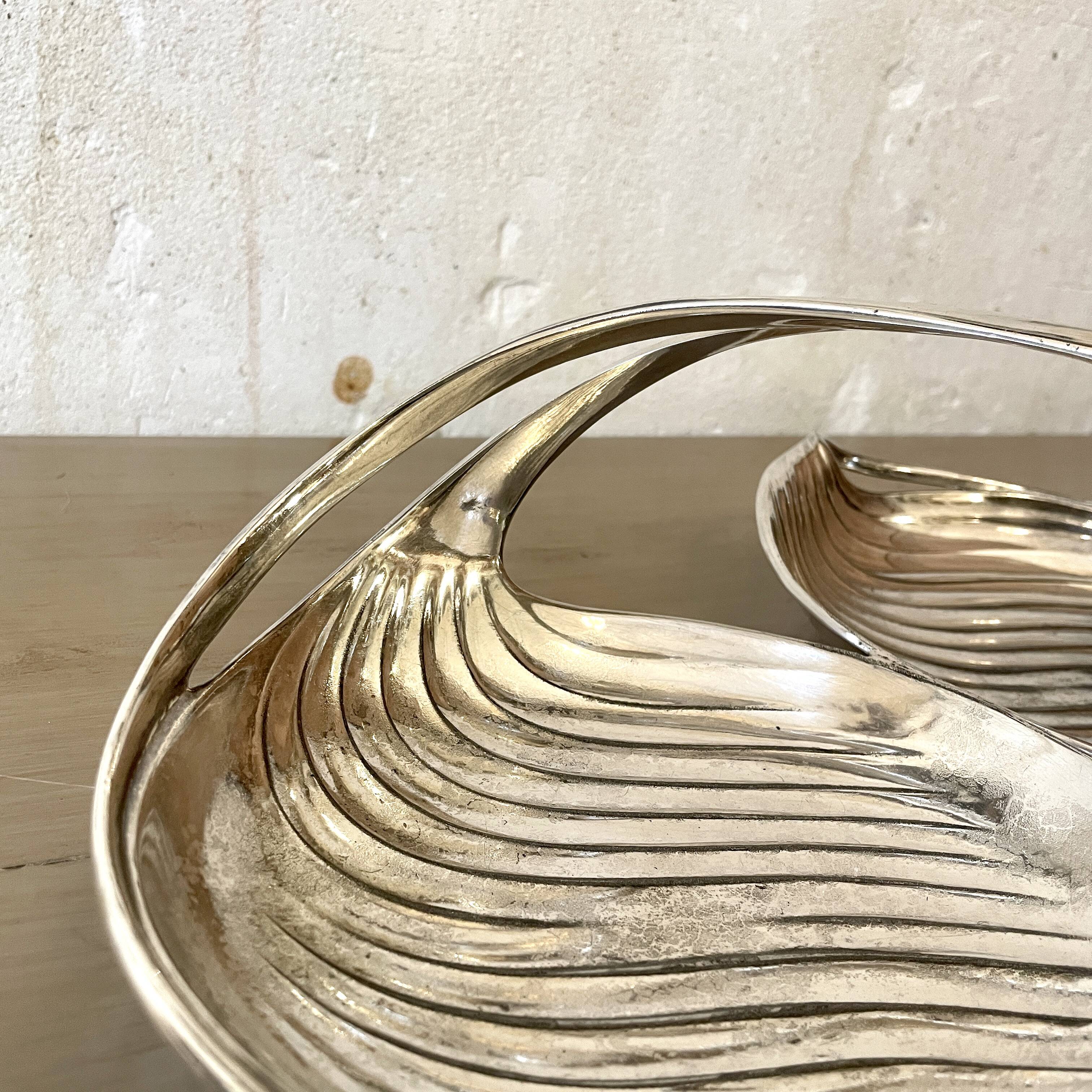 Art Nouveau double servant bowl Christofle Gallia silver metal