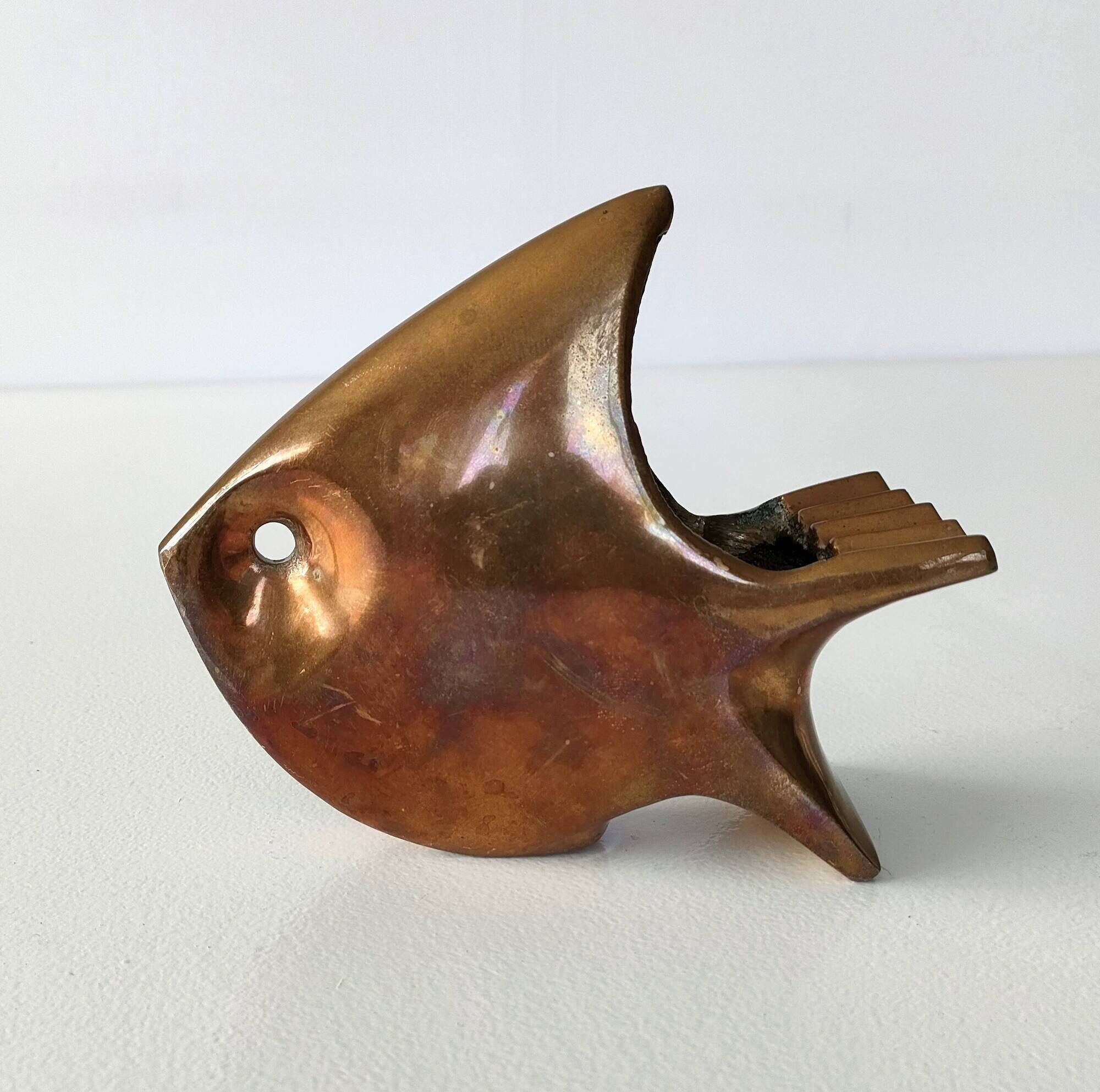 André Bloc - Sculpture/Modernist Ashtray Angel Fish - 50s - Bronze