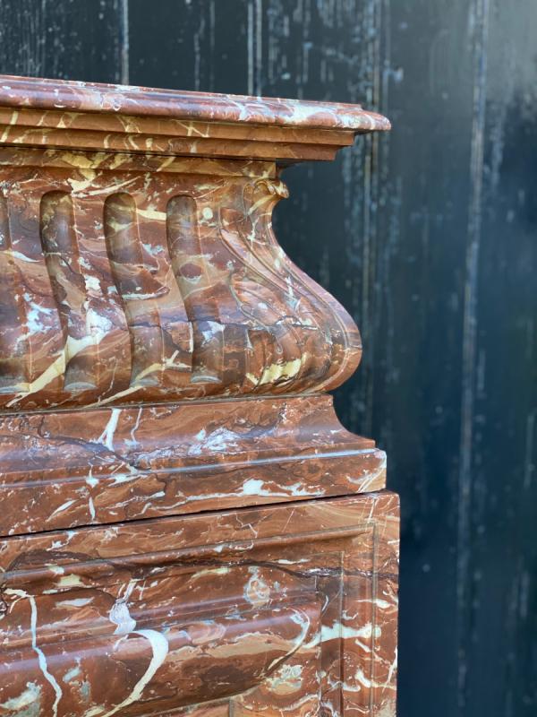 Louis XIV style fireplace in brown marble, 19th century