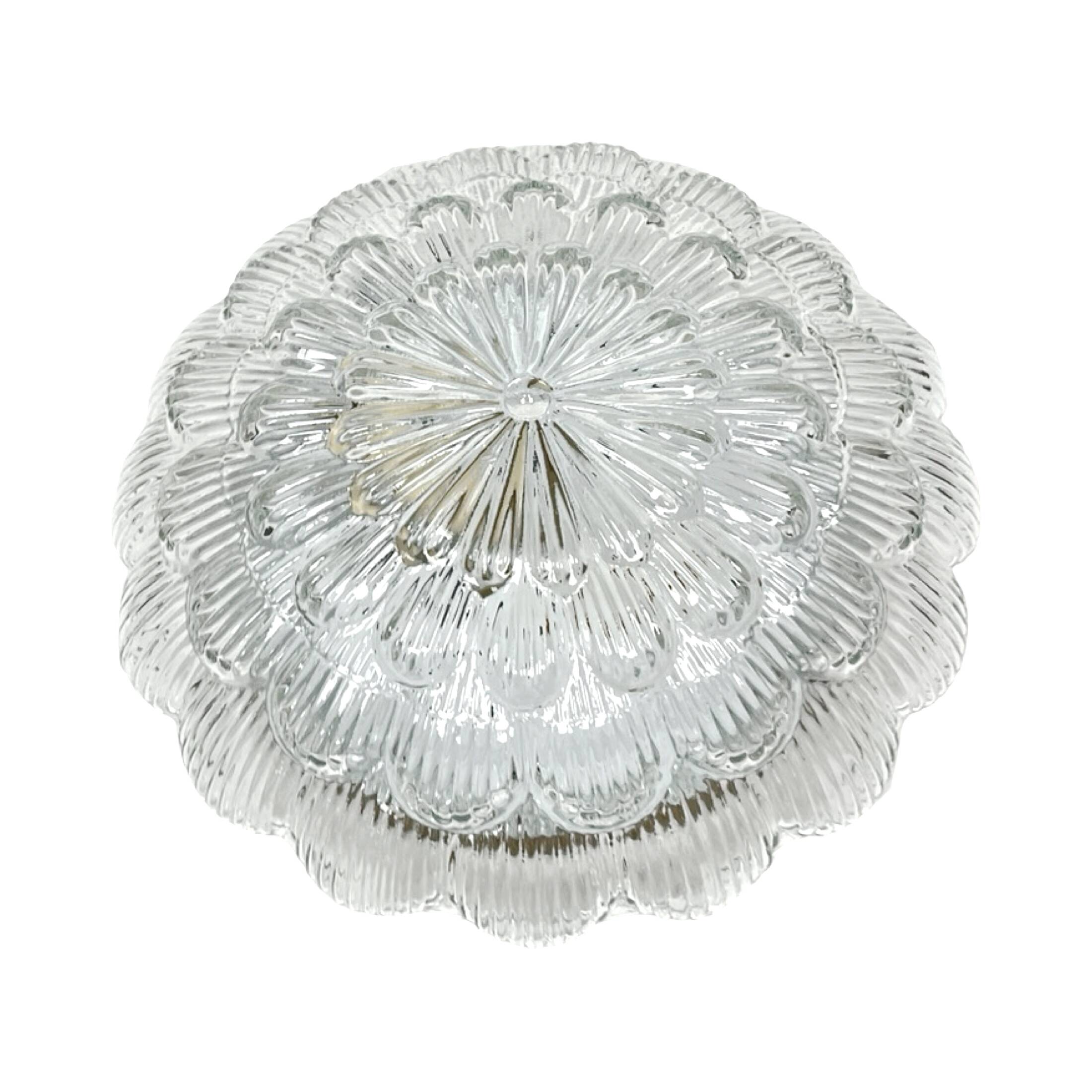Crystal Ceiling Lamp, Wall Lamp RZB 32310 Floral Motif / Ice Glass, Germany