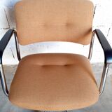 Fauteuil et chaise de bureau vintage Steelcase Strafor en métal chromé années 70