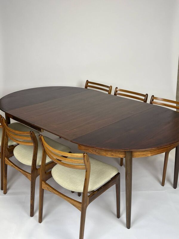 Table de salle à manger scandinave en palissandre année 60