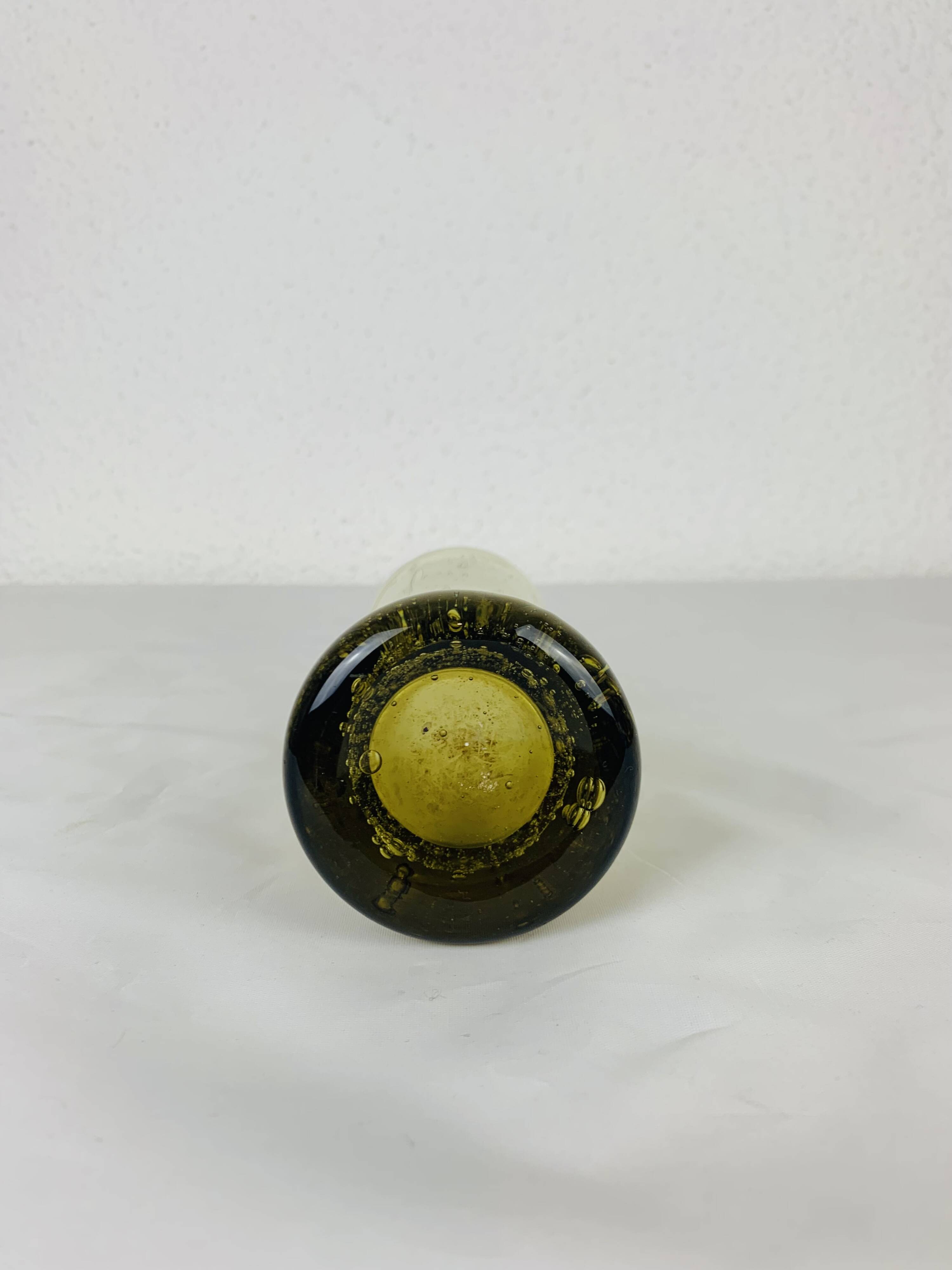 Vintage green bubble glass vase