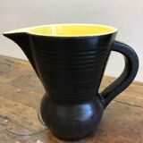 Digoin Sarreguemines vintage black lead ceramic pitcher 60s