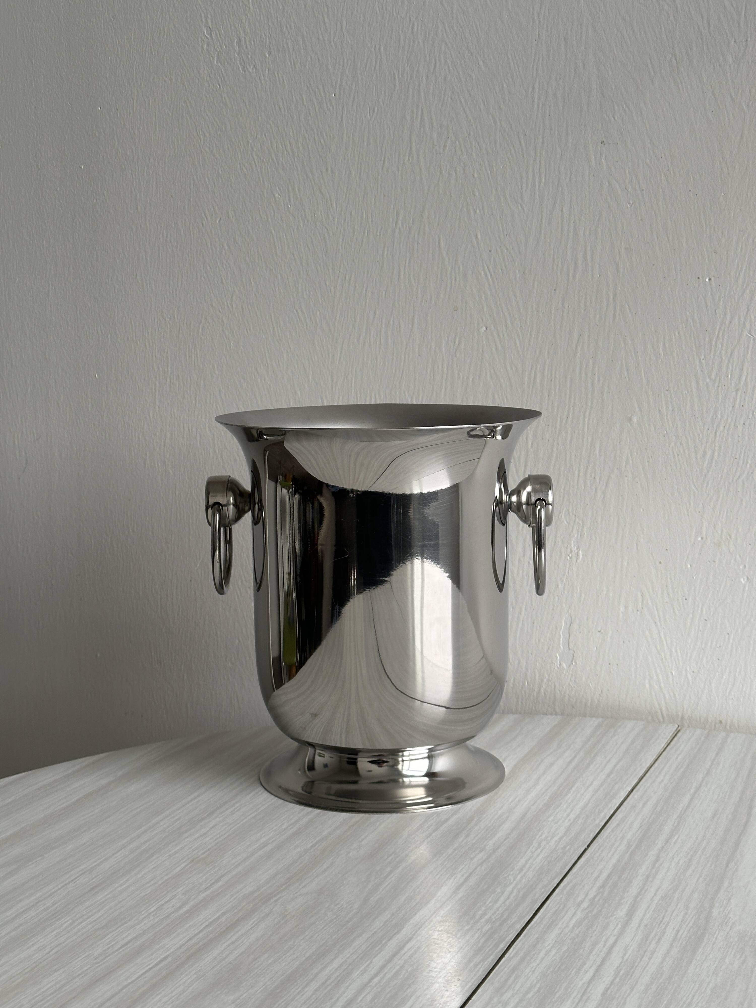 Silver metal champagne bucket