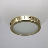 1970s Bent Karlby Pair of China Pendants of Opaline Glass and Brass by Lyfa