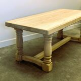 Large Sanded Full Oak Vintage French Dining Table, 1960s. France