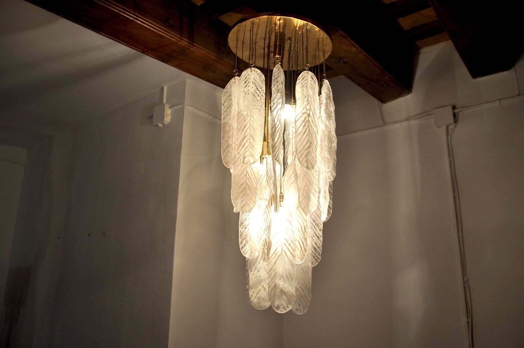 Pendant lamp "Leaves" by Mazzega in Murano glass, Italy, 1970