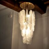 Pendant lamp "Leaves" by Mazzega in Murano glass, Italy, 1970