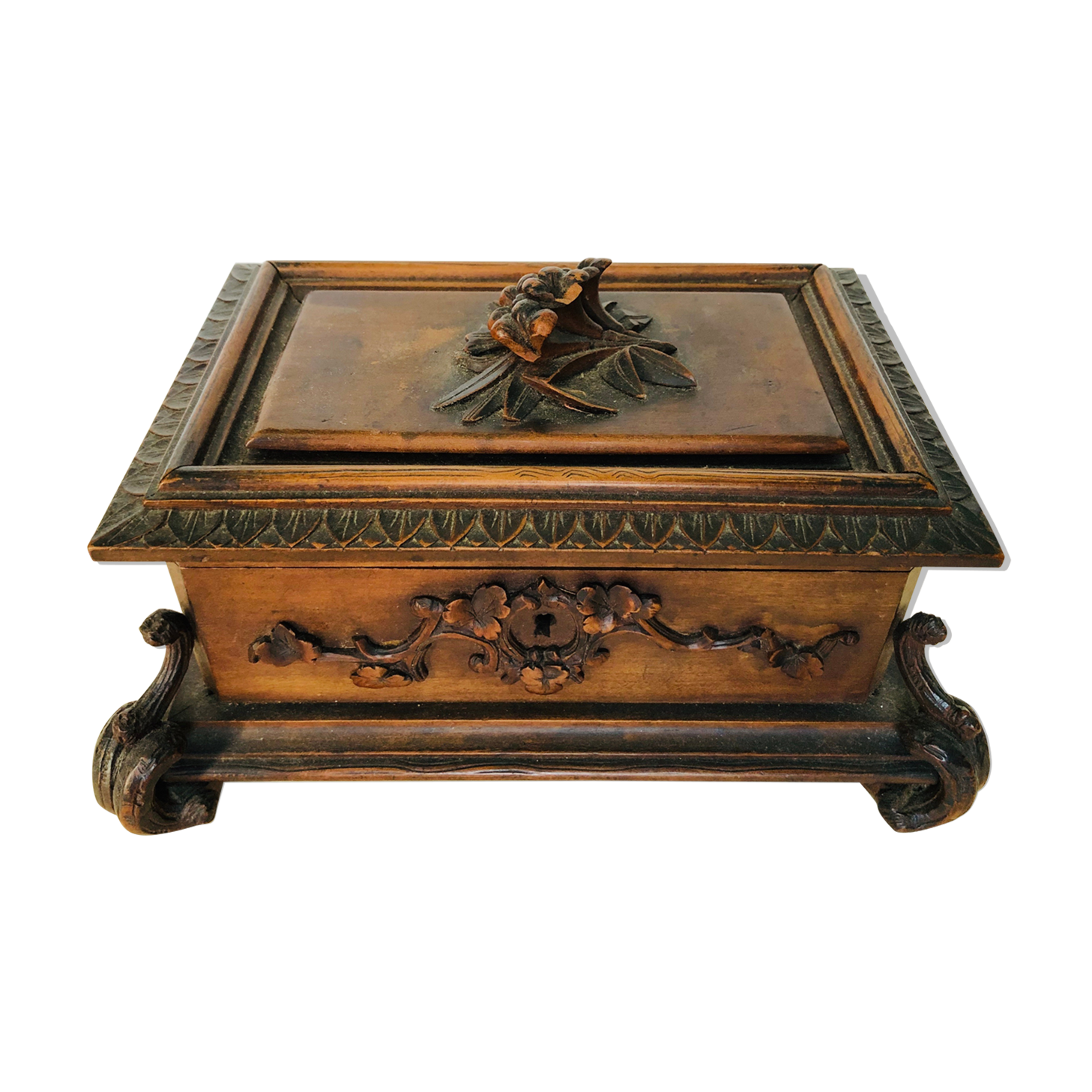 Ancient carved wooden box