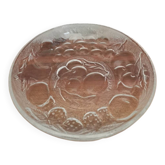 Vintage molded glass bowl plate fruit strawberry made in Italy