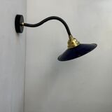 Old blue enamelled industrial wall light