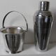 Silver metal shaker and ice bucket